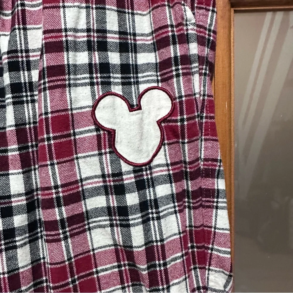 Disney Plaid Pajama Pants with Mickey Mouse Patch Size Lg - Picture 2 of 4